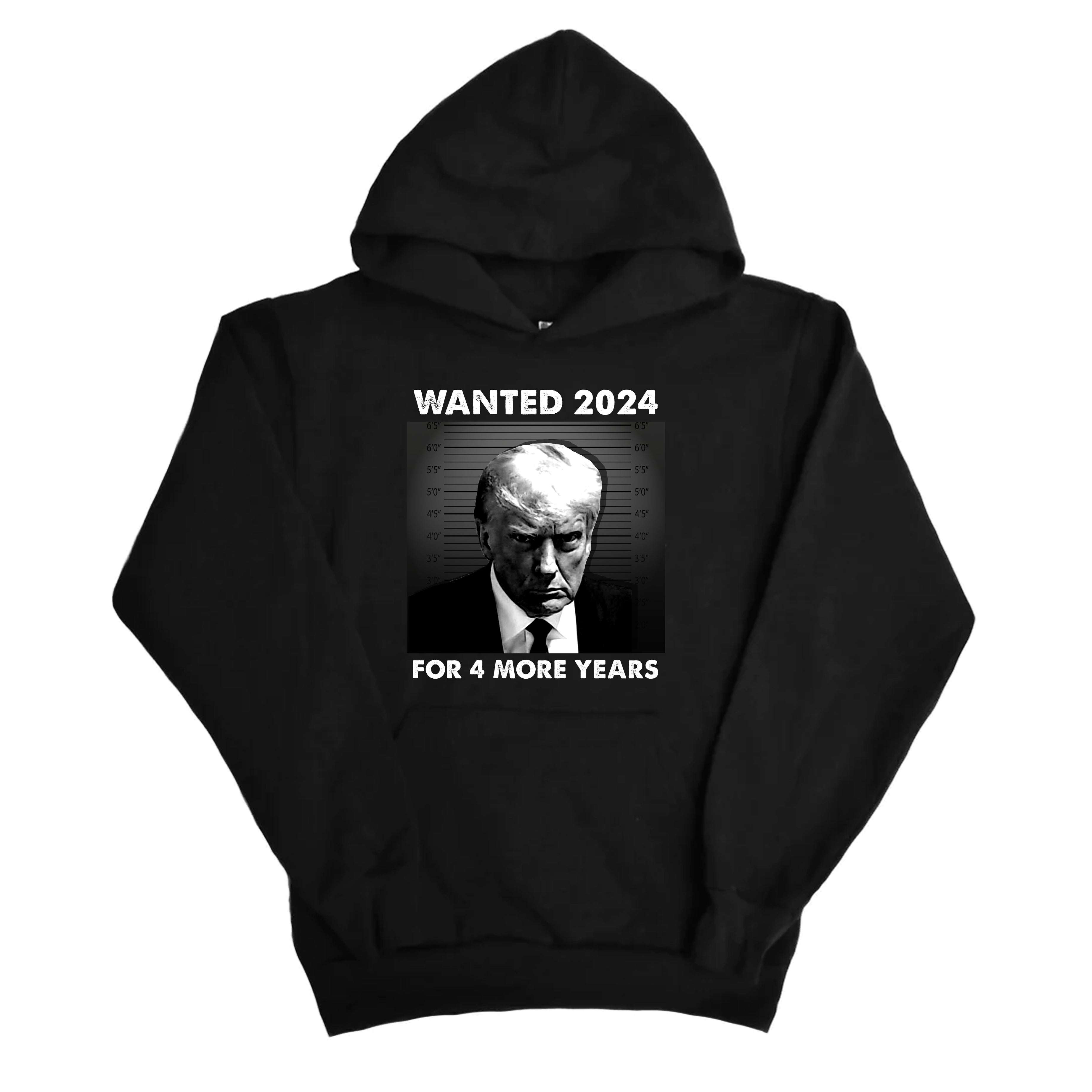 TRUMP WANTED 2024 BLACK & WHITE HOODIE